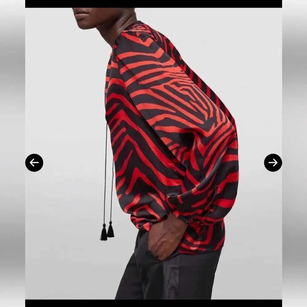 $215 The Kooples Zebra Print Blouse - Black NWT
